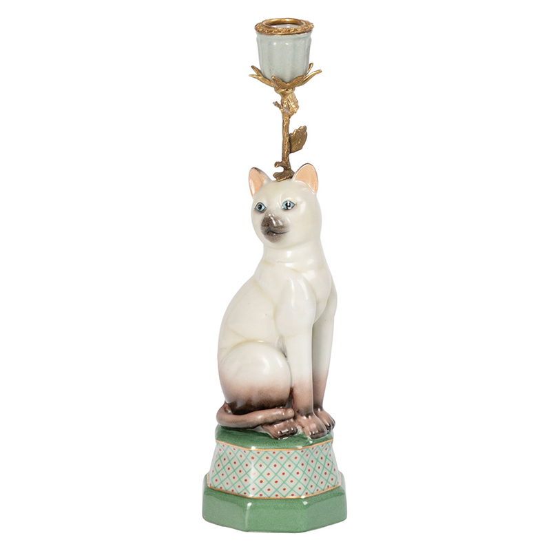 Подсвечник фигурка Кошка Candlestick cat Белый Мульти в Омске | Loft Concept 