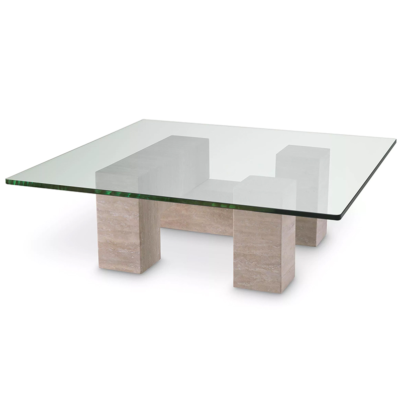 Кофейный стол Eichholtz Coffee Table Ikal Прозрачное Стекло Песочный в Омске | Loft Concept 