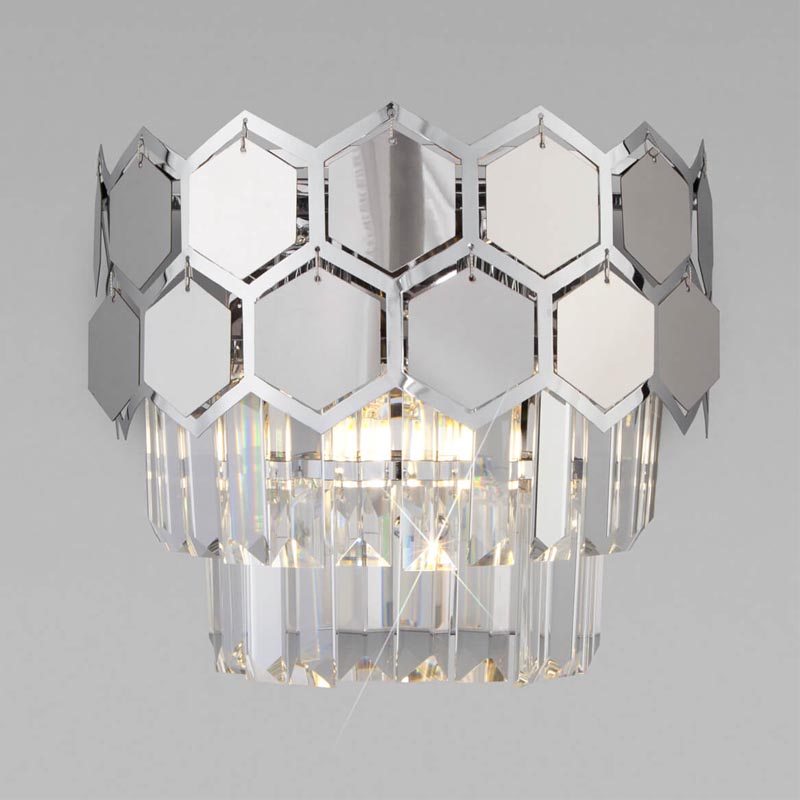 Бра Hanging Hexagon Moira Sconce chrome Прозрачный (Transparent) Хром в Омске | Loft Concept 