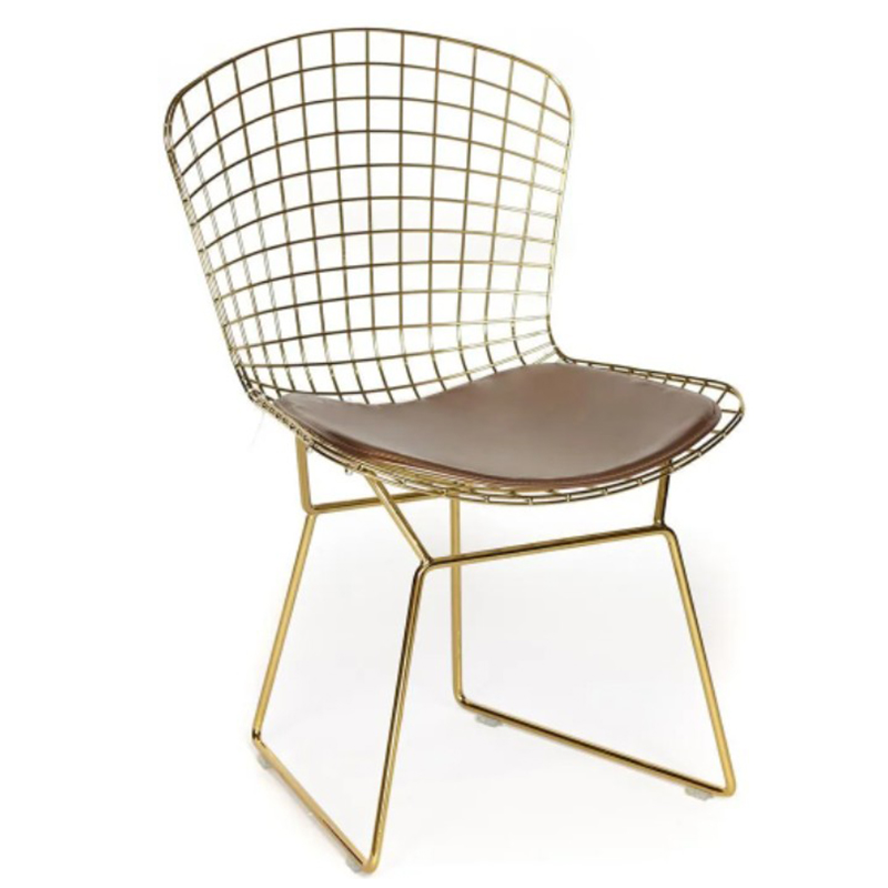 Стул Bertoia Chair Gold Золотой Коричневый в Омске | Loft Concept 