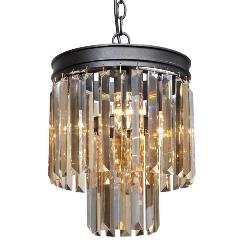 Светильник ODEON Amber GLASS Pendant lamp Янтарное Стекло D 27 Черный матовый Прозрачное Стекло в Омске | Loft Concept 