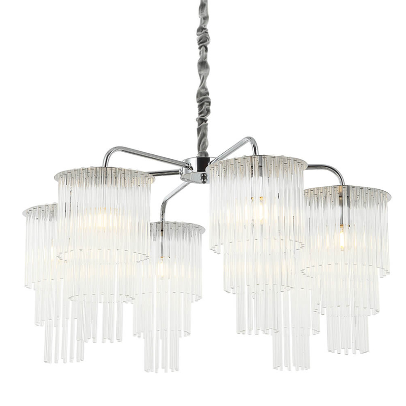 Люстра Harrison Chandelier chrome 6 lamp Хром Прозрачный в Омске | Loft Concept 