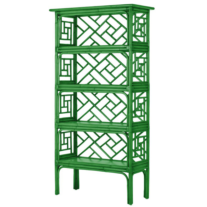 Стеллаж Зеленый Bamboo Chippendale Etagere Green Зеленый в Омске | Loft Concept 