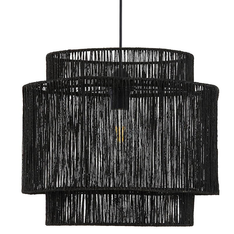 Подвесной светильник Signe Wicker Hemp Black Dual Черный в Омске | Loft Concept 