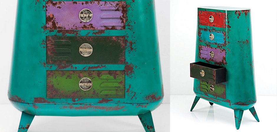 Комод металлический с цветными ящиками Retro Futurismo chest V Комод металлический с цветными ящиками Retro Futurismo chest V - Loft-Concept в Омске