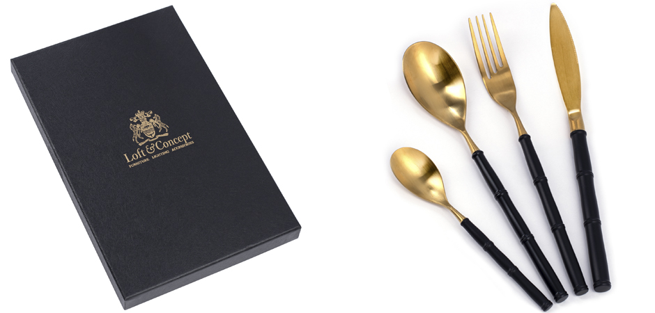 Столовые приборы Bamboo Gold and Black Столовые приборы Bamboo Gold and Black - Loft-Concept в Омске