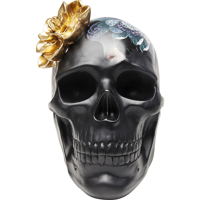 Статуэтка Skull with flowers Черный в Омске | Loft Concept 