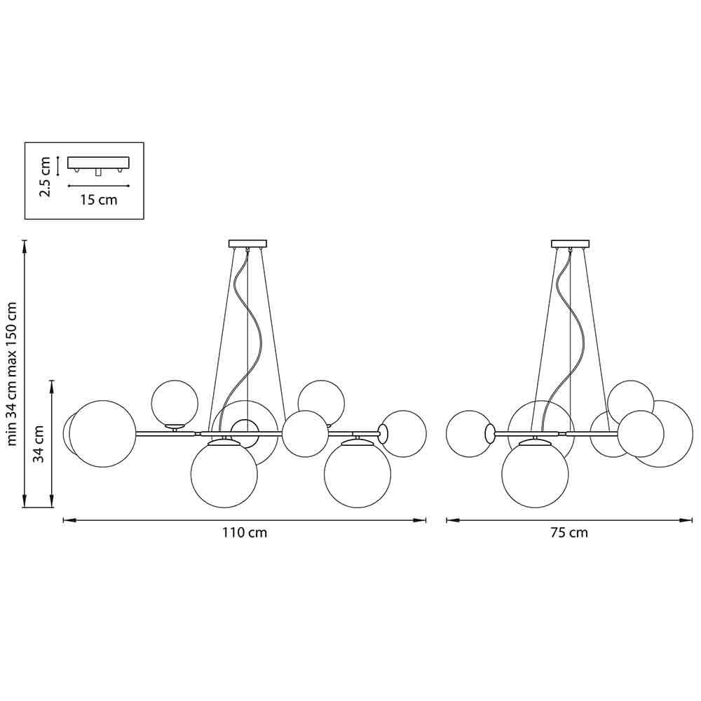 Люстра Bubbles on 4 Rings Chandelier Black в Омске