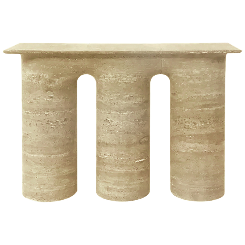 Консоль Three Columns Marble Travertine Console Песочный Коричневый в Омске | Loft Concept 