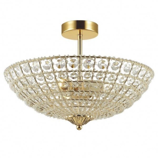 Потолочный светильник Casbah Crystal Top Lamp 3 Gold Прозрачный Глянцевое золото в Омске | Loft Concept 