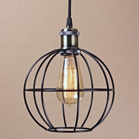 Подвесной светильник Wire Cage Pendant Ball Black Черный в Омске | Loft Concept 