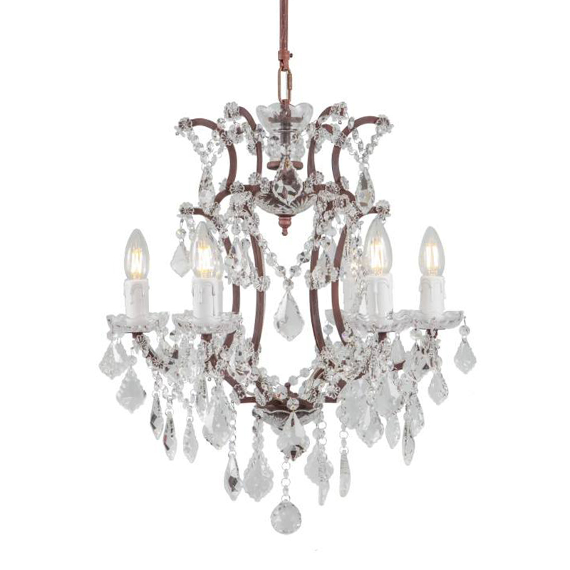 Люстра 19th c. Rococo IRON & CLEAR CRYSTAL Brown Chandelier 6 Коричневый винтаж Прозрачное Стекло в Омске | Loft Concept 