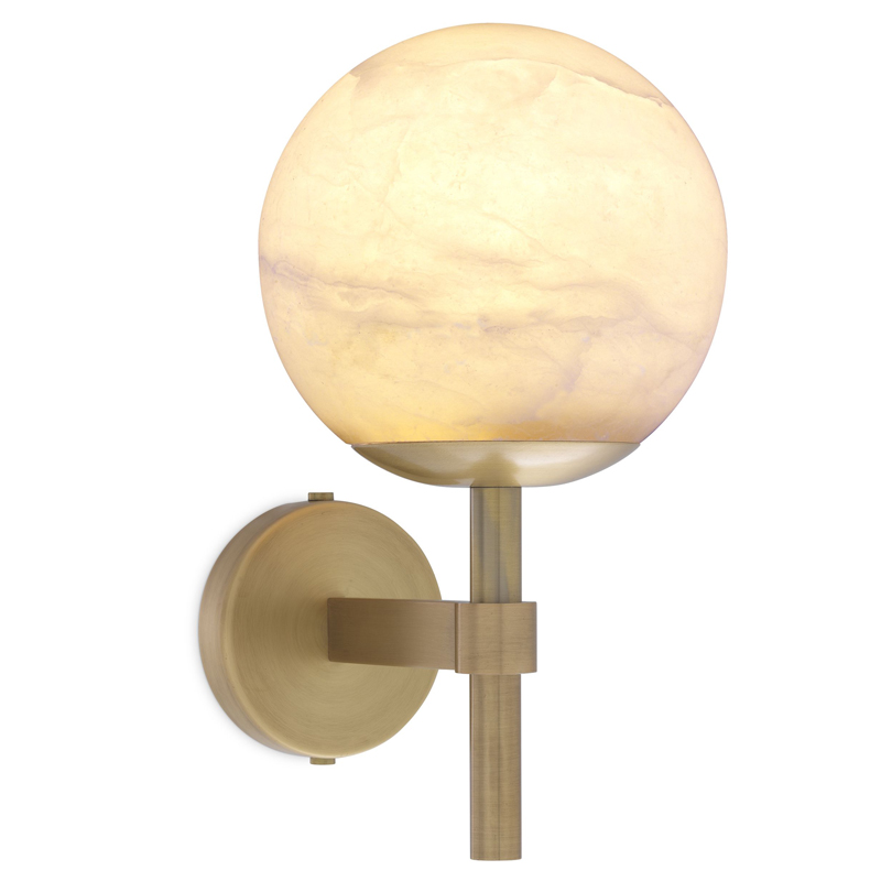 Бра Eichholtz Wall Lamp Jade alabaster Латунь Античная полированная Белый в Омске | Loft Concept 