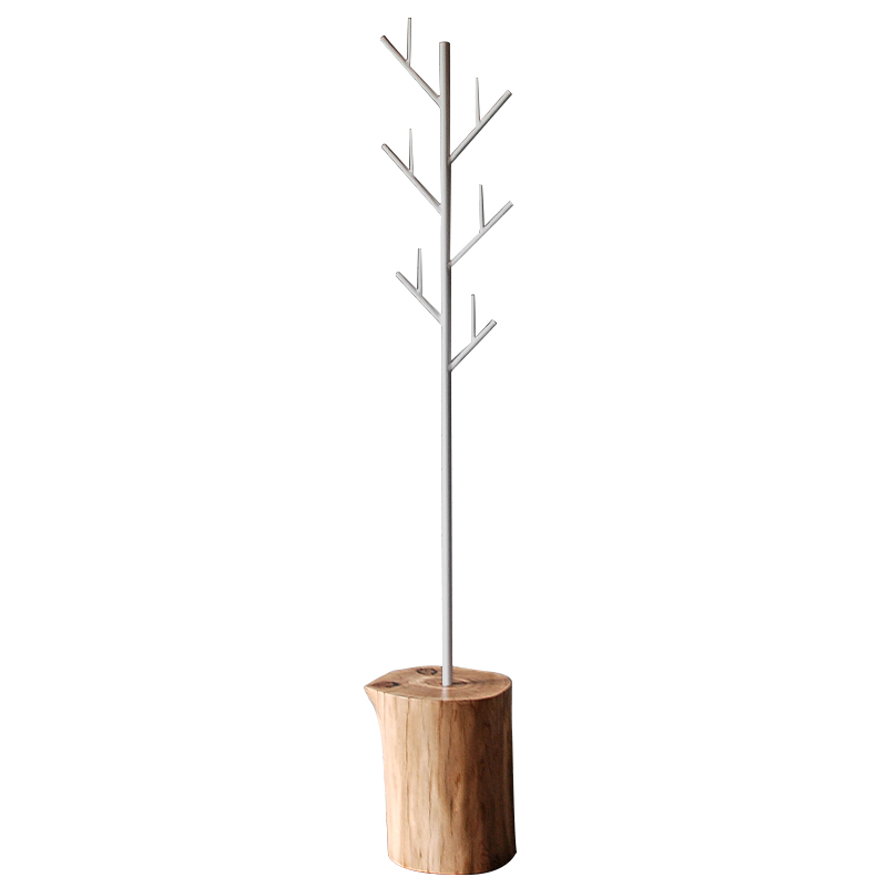 Вешалка Metal Branches and Stump Floor Hanger White Белый Светлый дуб в Омске | Loft Concept 