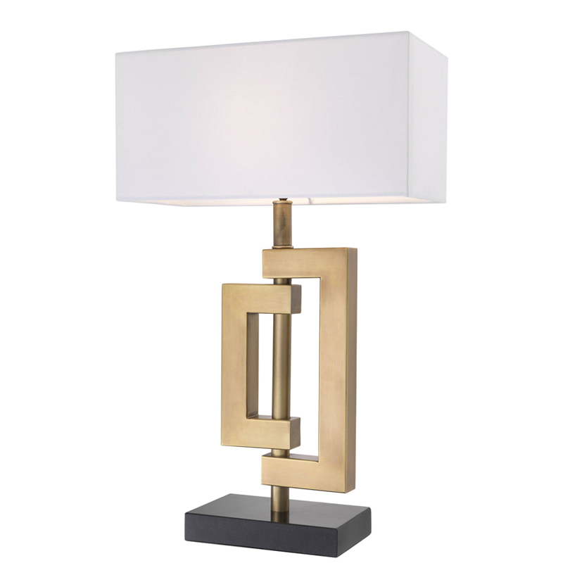 Настольная лампа Eichholtz Table Lamp Leroux brass Белый Латунь Античная полированная Черный в Омске | Loft Concept 