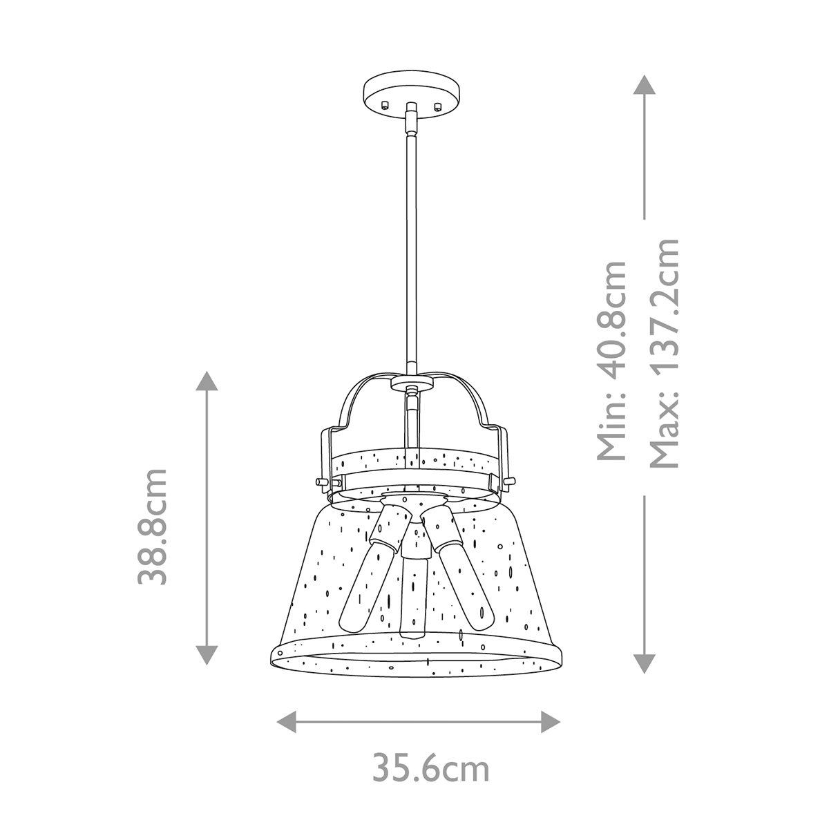 Подвесной светильник с прозрачным стеклянным плафоном в форме колокола с эффектом пузырьков и тремя лампами Quoizel в Омске