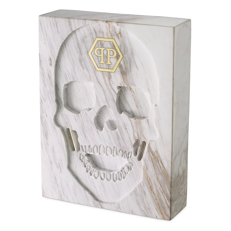 Статуэтка Philipp Plein Marble Skull book Белый Мрамор Bianco в Омске | Loft Concept 