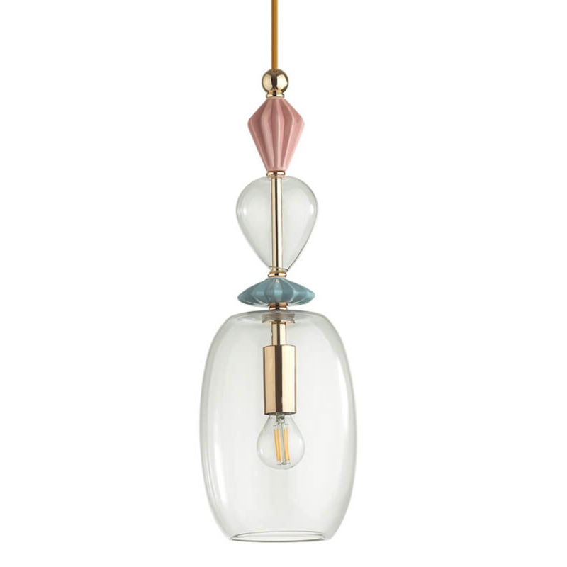 Подвесной светильник Iris Glas hanging lamp candy B Прозрачное Стекло Розовый пастельный Голубой в Омске | Loft Concept 