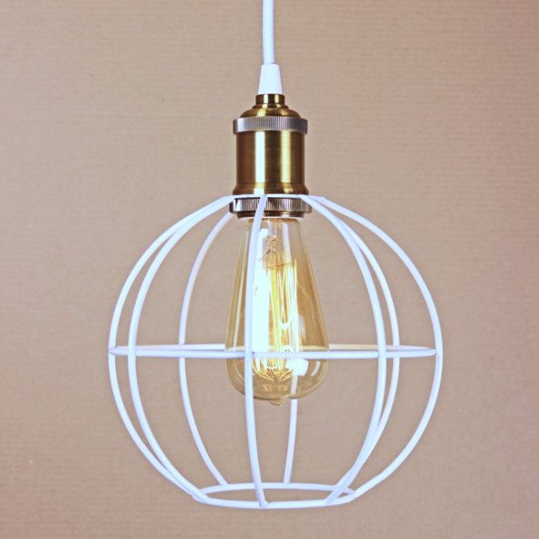 Подвесной светильник Wire Cage Pendant Ball White Белый в Омске | Loft Concept 