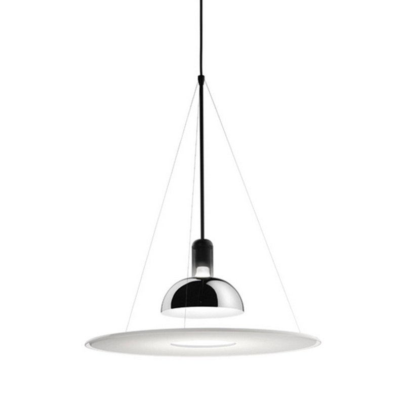 Подвесной светильник Flos Frisbi Lamp Сталь Белое матовое стекло в Омске | Loft Concept 