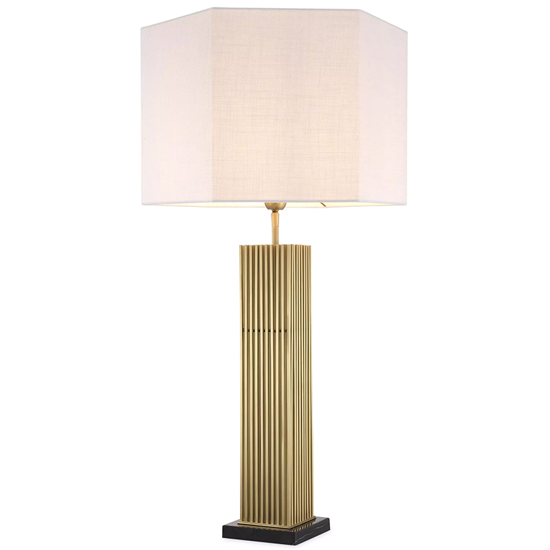 Настольная лампа Eichholtz Table Lamp Viggo Brass Латунь Белый в Омске | Loft Concept 