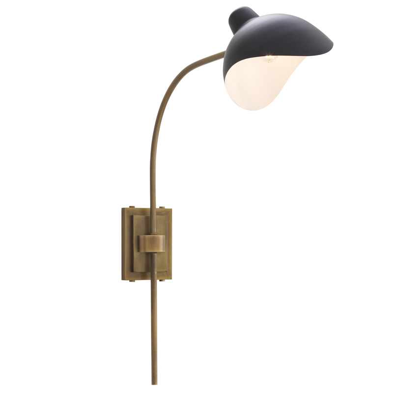 Бра Eichholtz Wall Lamp Pelham Brass Черный Латунь Античная полированная в Омске | Loft Concept 