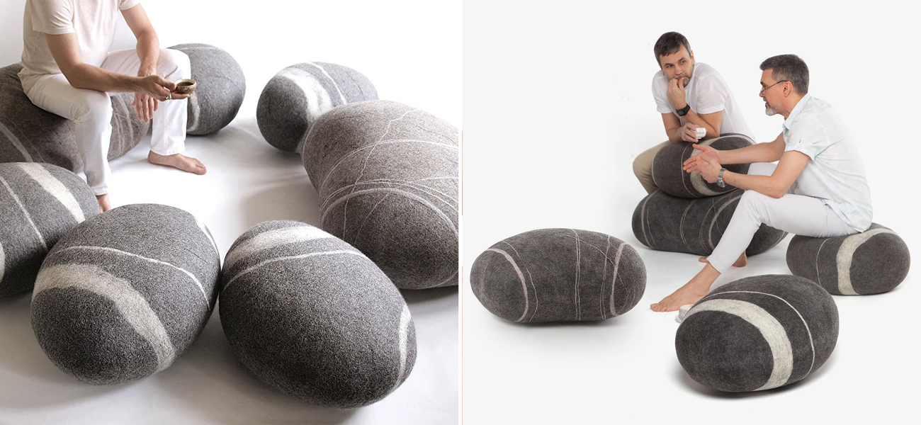 Набор Валяных Камней-Пуфов для переговорной офиса CONFERENCE SET - фото №2