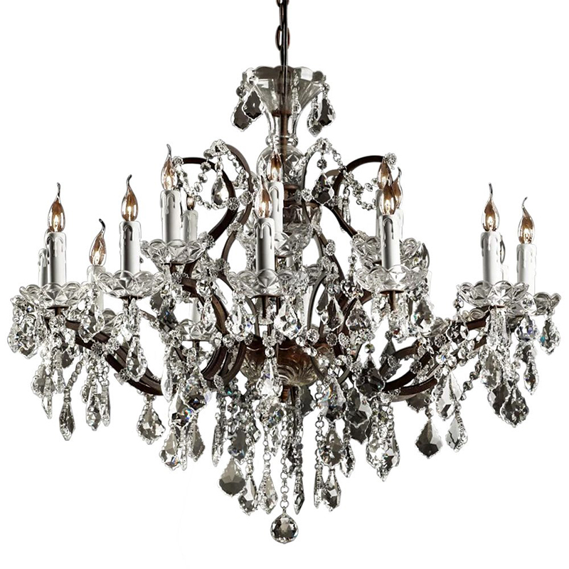 Люстра 19th c. Rococo IRON & CLEAR CRYSTAL Brown Chandelier 18 Прозрачное Стекло Коричневый винтаж в Омске | Loft Concept 