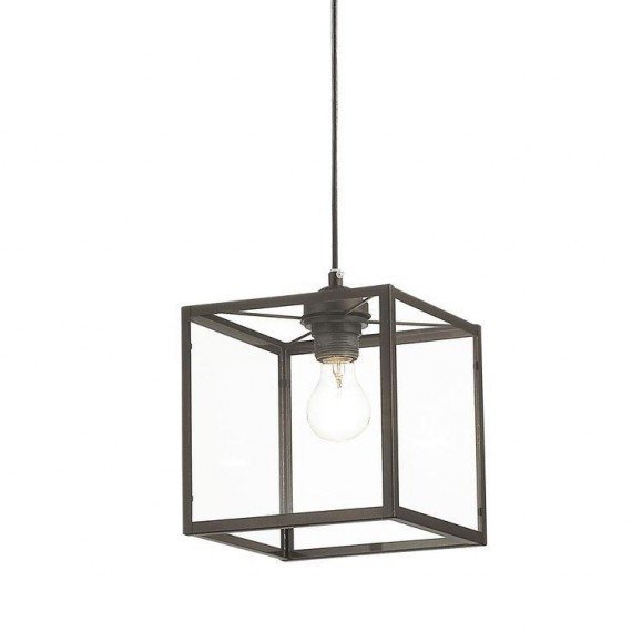 Подвесной светильник Loft Industrial Ortogonal Pendant Cube Brown Прозрачное Стекло Коричневый в Омске | Loft Concept 