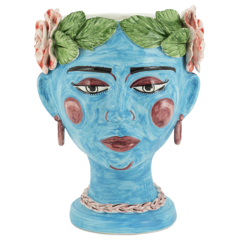 Ваза VASE HEAD SELVA COLOR Light blue Винтажный голубой Зеленый в Омске | Loft Concept 