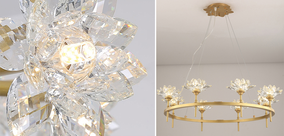 Люстра Хрустальные Цветы Лотоса Lotus flower Clear Glass lamp 8 Люстра Хрустальные Цветы Лотоса Lotus flower Clear Glass lamp 8 - Loft-Concept в Омске
