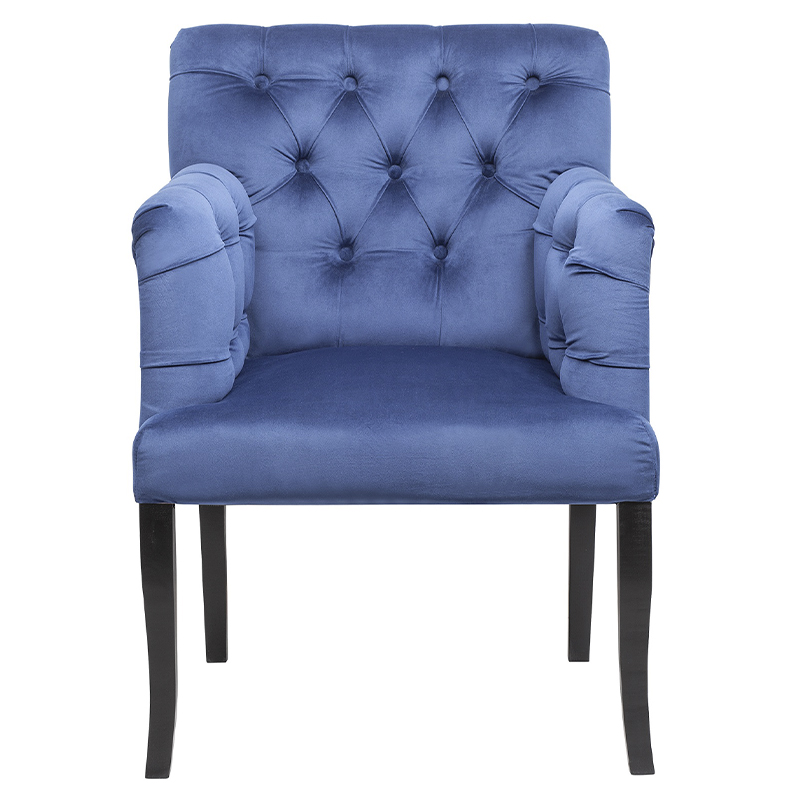 Кресло Addison Chic Armchair deep blue velour Синий Черный в Омске | Loft Concept 