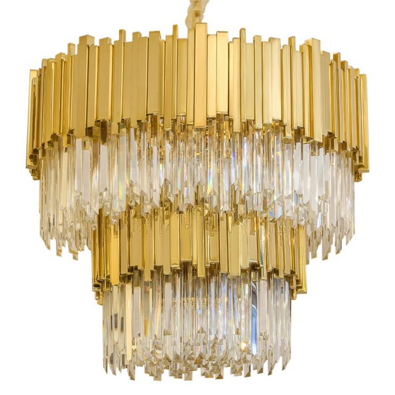 Круглая многоярусная люстра Luxxu Modern Cascade Chandelier Gold Metal Glass Золотой Прозрачное Стекло в Омске | Loft Concept 