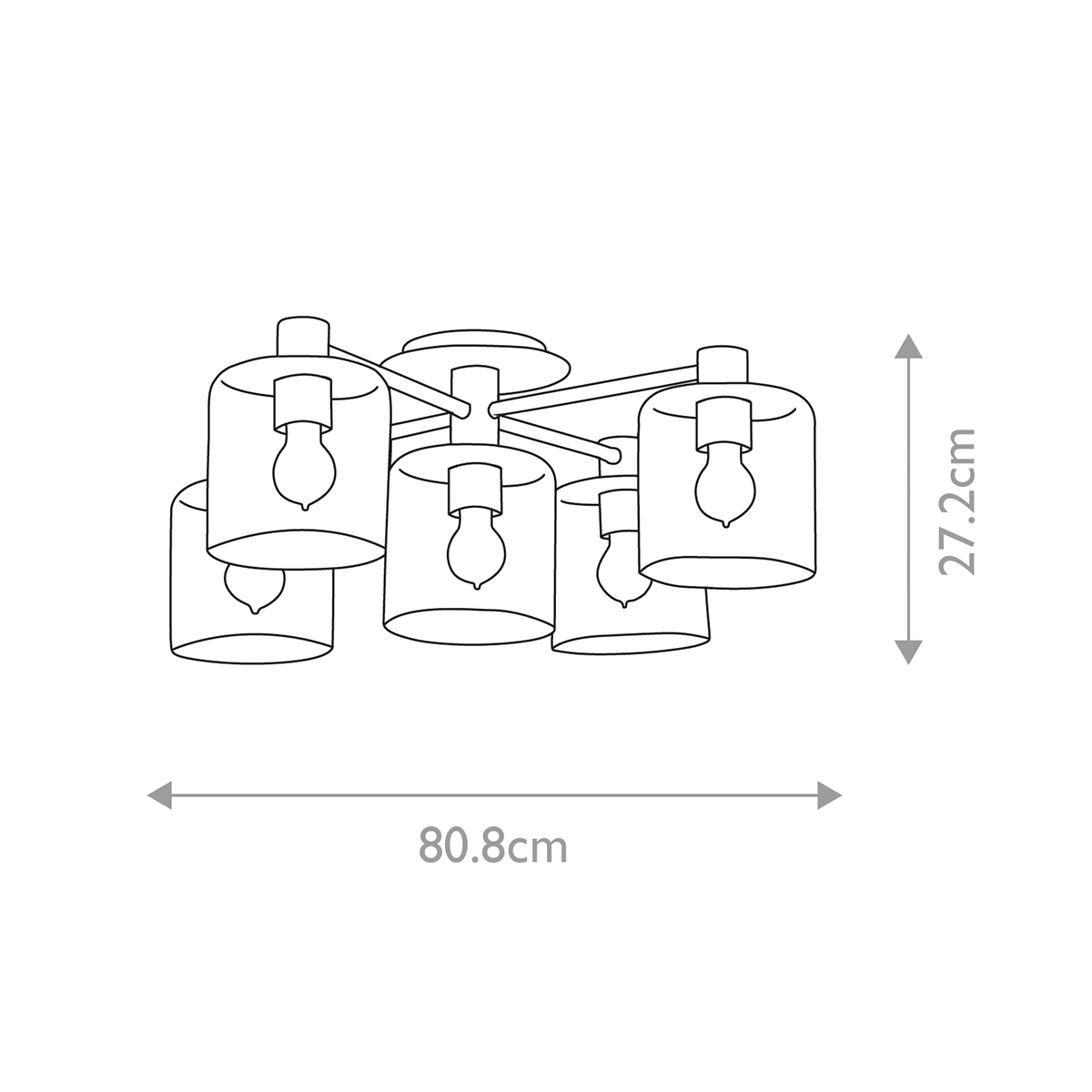 Потолочный светильник цвета латунь с пятью прозрачными цилиндрическими плафонами Hinkley в Омске