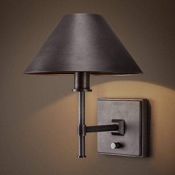 Бра RH Petite Candlestick SCONCE Aged steel Графит в Омске | Loft Concept 