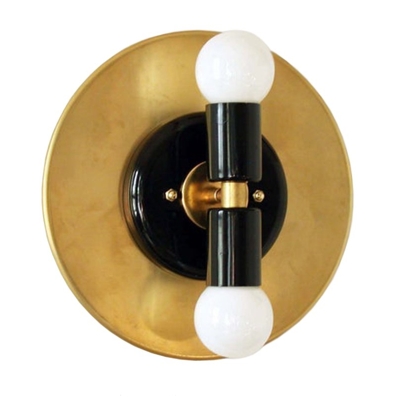 Modern Wall Double Sconce Gold Black Глянцевое золото Черный в Омске | Loft Concept 