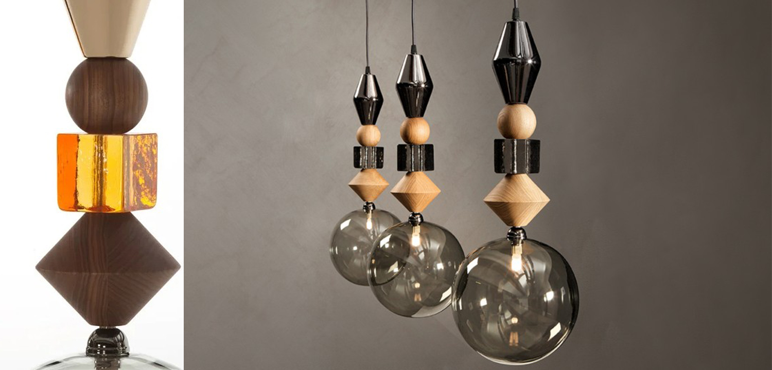 Подвесной светильник деревянные бусы Tonin Casa Pandora Light - фото