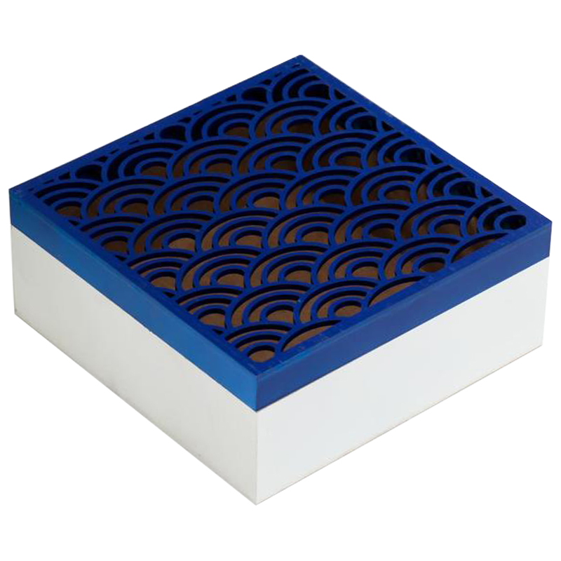 Шкатулка Deep Blue Scales Pattern Box Белый Синий в Омске | Loft Concept 