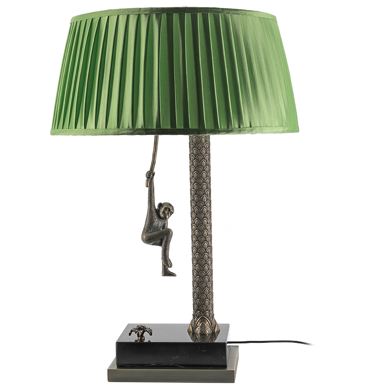 Настольная лампа Джунгли Table Lamp Jungle Green Латунь Античная полированная Черный Мрамор Nero Зеленый в Омске | Loft Concept 