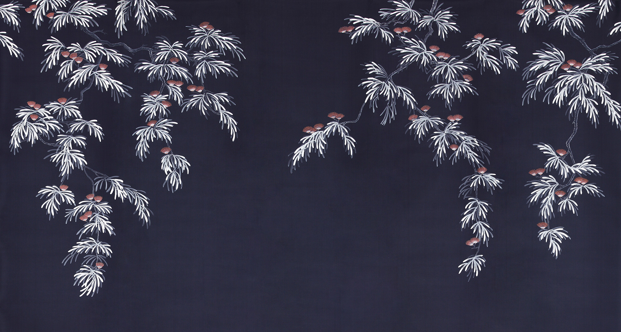 Обои ручная роспись Silk Tree Special Colourway on Empire Blue dyed silk Обои ручная роспись Silk Tree Special Colourway on Empire Blue dyed silk - постер Loft-Concept в Омске
