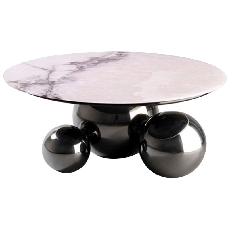 Кофейный стол Ball Metal Graphite Coffee Table Графит Белый Мрамор Bianco в Омске | Loft Concept 