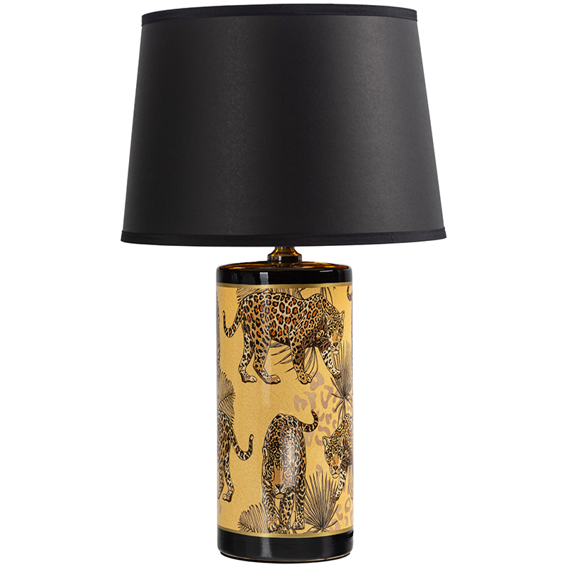 Настольная лампа с абажуром Leopard Lampshade Black Желтый Черный в Омске | Loft Concept 