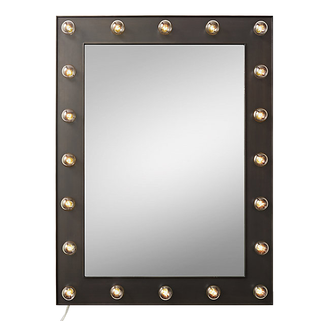 Зеркало с подсветкой Restoration Hardware ILLUMINATED Mirror Dark steel Графит в Омске | Loft Concept 