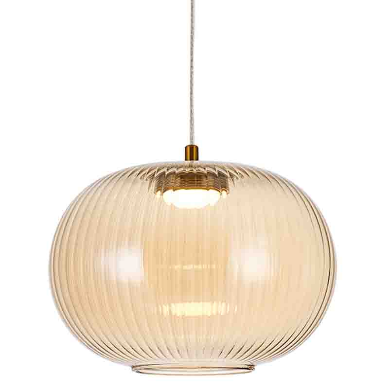 Подвесной светильник с янтарным рифленым стеклянным плафоном Ferm Living Янтарный Латунь Подвесной светильник с янтарным рифленым стеклянным плафоном Ferm Living Янтарный Латунь в Омске | Loft Concept