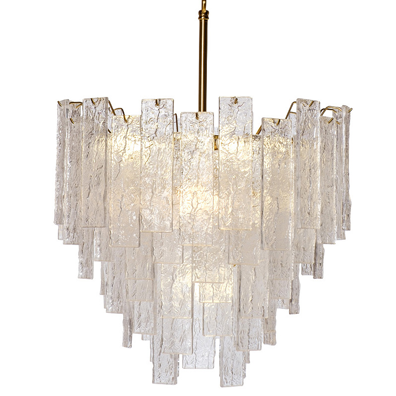 Люстра Dorit Textured Glass Rectangular Chandelier Золотой в Омске | Loft Concept 