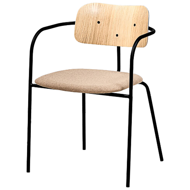 Стул Pilar Loft Stool beige Черный Бежевый Древесина в Омске | Loft Concept 