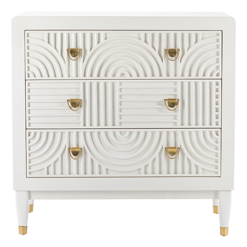 Комод с 3-мя ящиками Seymour Chest Of Drawers white Белый Белый Латунь в Омске | Loft Concept 