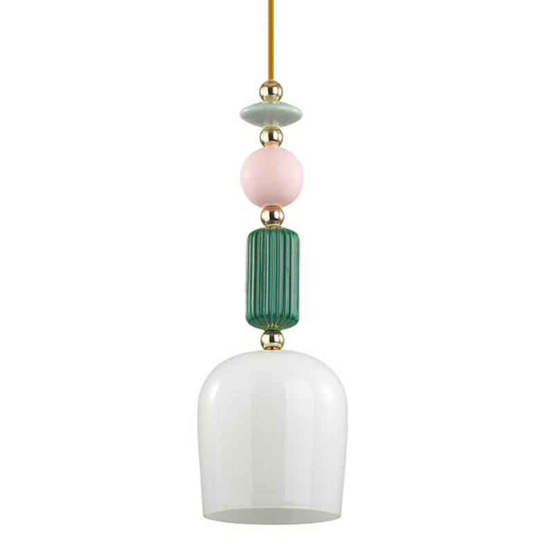 Подвесной светильник Iris hanging lamp candy green Белое матовое стекло Розовый пастельный Зеленый в Омске | Loft Concept 