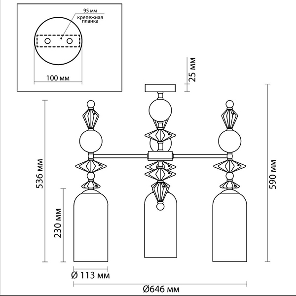 Люстра Iris Glass Chandelier candy 3 chrome в Омске