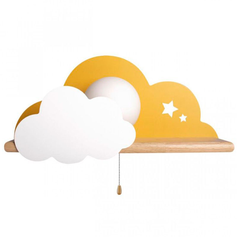 Бра с полкой желтое Облако Wall Lamp Yellow Cloud Желтый Древесина в Омске | Loft Concept 